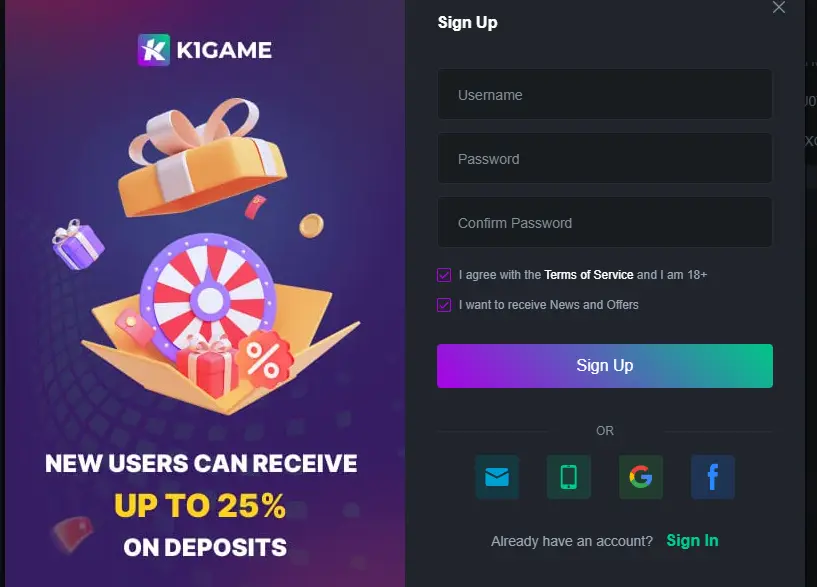 K1 casino sign up